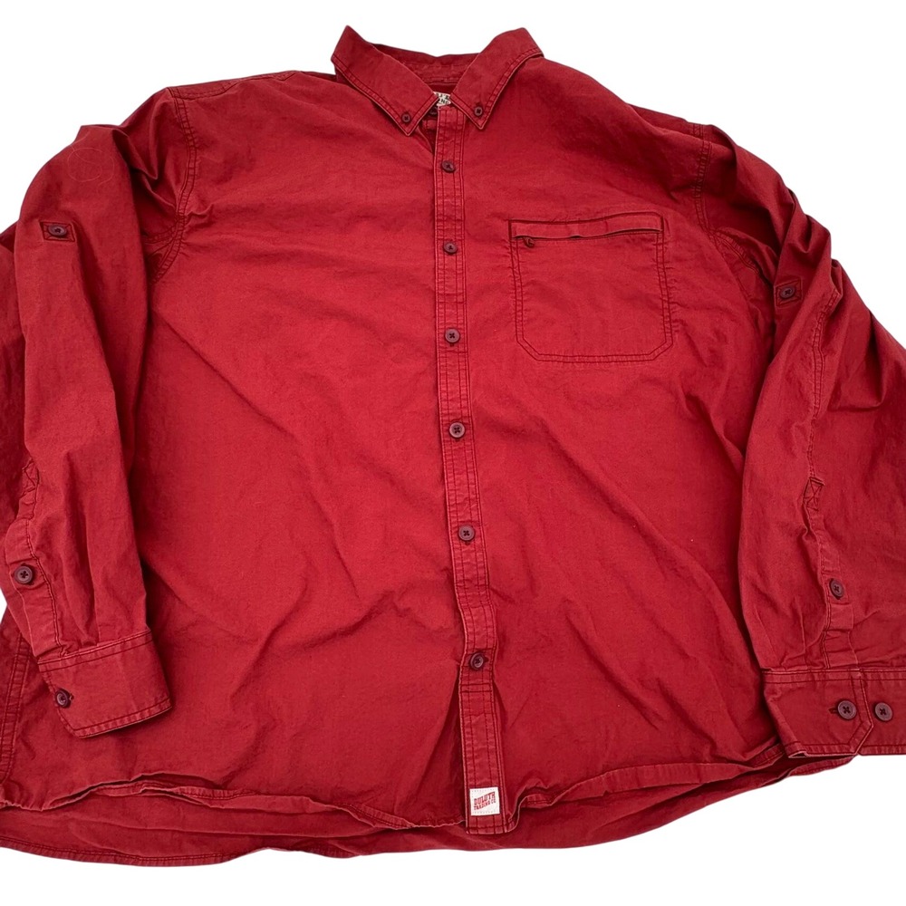 Duluth Trading Company Men's Red Organic Cotton Spandex Button Down Shirt‎ 3XL